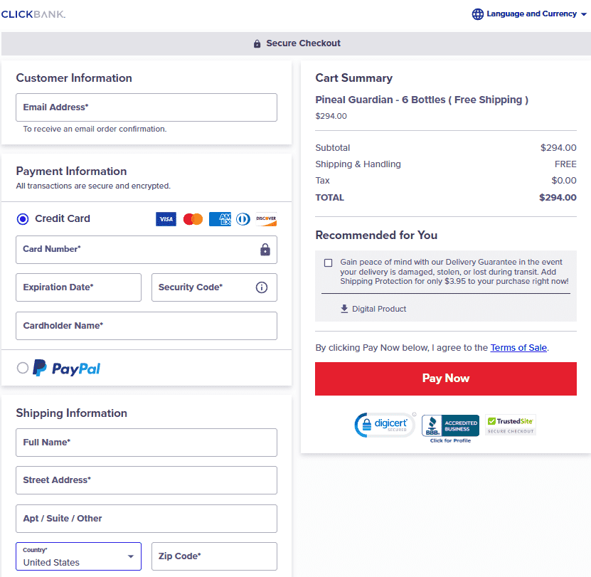 Pineal Guardian checkout